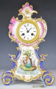 Henry Marc Paris French porcelain mantel clock, the named white enamel dial having Roman numerals