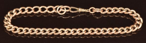 A 9ct rose gold curb link bracelet/ section of watch chain, 5.6g, 21.5cm