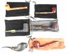 Six briar / specimen wood smoking pipes including Middlebrook, one 'D London Made Special'