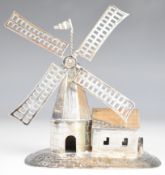 Early 20th century Dutch novelty silver model of a windmill with Dutch silver marks for 1903,