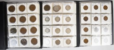 Three albums of Georgian, Victorian and later coinage including 28g pre 1920 and 36g pre 1947 silver