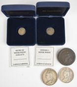 Henry III and Edward I hammered silver pennies, both in Westminster boxes with certificates together