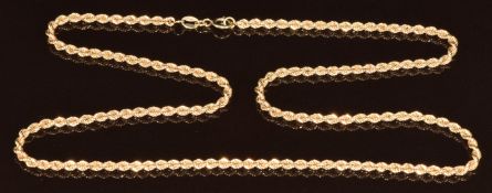 A 9ct gold rope twist necklace, 11g, 50cm
