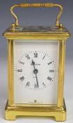 Bayard brass and bevelled glass eight day carriage clock with impressed 'Duverdrey and Bloquel