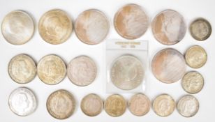 Twenty Netherlands 0.925 and 0.720 silver coins 1955-1984, including four 50 Gulden coins