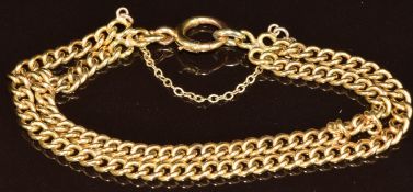 A 9ct gold bracelet made up of two rows of curb links, 23g, 17.5cm