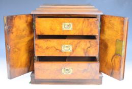 19th/20thC walnut collector's chest of three drawers with campaign handles, W29 x D20 x H34cm