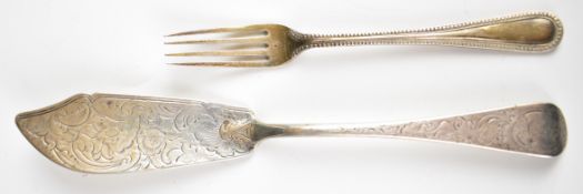 Victorian hallmarked silver butter knife together with a Walker and Hall hallmarked silver fork,