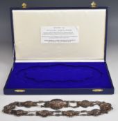 Edwardian hallmarked silver belt by Levi & Salaman 1902, with repoussé decoration of putti