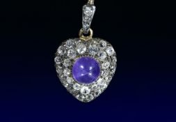 Georgian / Victorian pendant in the form of a heart set with a star ruby surrounded by old cut