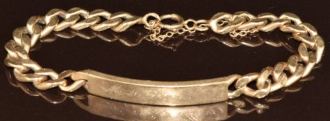 A 9ct gold identity bracelet, 9g, 18cm