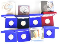 Seven Royal Mint commemorative crowns and similar comprising Queen Elizabeth the Queen Mother