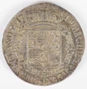 1709 Spanish Netherlands Flanders silver One Patagon, Charles III with fleur-de-lis mintmark for