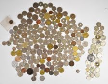 Small collection of mostly 20th century world coins including silver coins from Canada, South