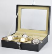 Four Seiko watches comprising Sportsmatic ref. 7625-8041 with date aperture, grey dial, silver inner