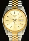 Seiko 5 gentleman's automatic wristwatch ref. 7009-3110 with day and date aperture, luminous