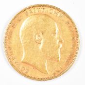 1902 Edward VII gold full sovereign with Melbourne mint mark