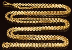 A rolled gold guard chain, 142cm
