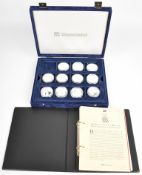 Cased set of 23 sterling silver proof Trafalgar Bicentenary 2005 coins, in Westminster box with