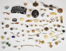 A collection of jewellery including mother of pearl studs, pair of silver earrings set with lace