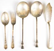 Victorian and later hallmarked silver cutlery to include a Victorian butter knife and a pair of