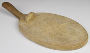 Robert Mouseman Thompson adzed bread board with carved signature mouse across the board not on the