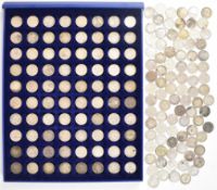 Approximately 235g of pre-1920 British silver 3d coins from George IIII onwards, some higher grade