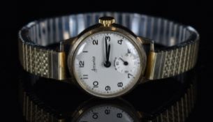 Two 9ct gold ladies wristwatches Churchill with gold hands and hour markers, silver dial and