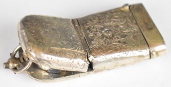 Victorian novelty hallmarked silver combined vesta and sovereign case, Birmingham 1896, maker's mark