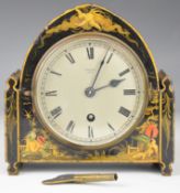 Vintage Harrods London mantel clock with Chinoiserie decoration, H18cm