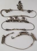 Three Indian white metal/ silver necklaces, 155g