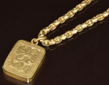 A c1900 gold plated chain and locket, 35cm