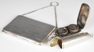George V hallmarked silver evening purse with leather interior, Victorian hallmarked silver cigar