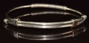 Gucci silver bangle with 9ct gold sliders, 17.9g, 6.4 x 5.5cm