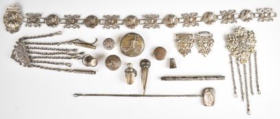 Hallmarked silver and silver plated items to include Victorian hallmarked silver tape measure,