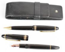 Montblanc Meisterstuck fountain pen and propelling pencil set, each with gold plated fittings and