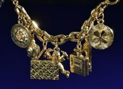 Chanel 'Iconic' charm bracelet with turtle, perfume bottle, angel, quilted purse, high heeled