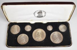 1887 Queen Victoria Jubilee coin set comprising seven coins from crown down to 3d, weight of all
