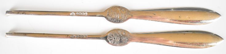 Pair of George V hallmarked silver lobster picks, Sheffield 1935, maker William Hutton & Sons Ltd,