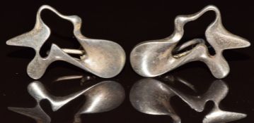 Georg Jensen pair of silver earrings in design number 118 Splash by Henning Koppel, 10.2g
