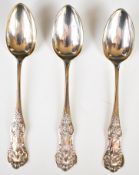 Three Victorian Scottish hallmarked silver Queen's pattern teaspoons, Edinburgh 1848, maker Muirhead