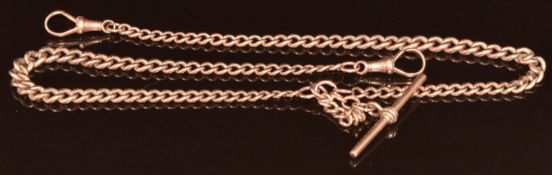 A 9ct rose gold graduated double Albert/ watch chain, 25.9g, 42cm