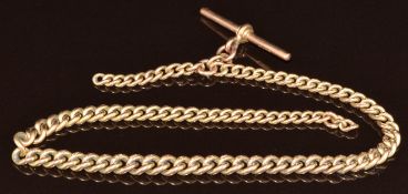 A 9ct gold graduated Albert/ watch chain, 21g, 25cm