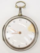 Shervin of London hallmarked silver pair cased pocket watch with gold hands, black Arabic