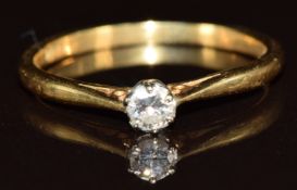 An 18ct gold ring set with a diamond, 1.8g, size K
