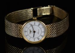 Longines Presence 9ct gold ladies wristwatch ref. 26065.234 with black hands and Roman numerals,