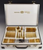 SBS Bestecke Solingen 12 place setting canteen of gold plated cutlery, in aluminium carry case