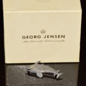 Georg Jensen silver brooch in the form of two dolphins, marked 317, in original box, 4.8g, 3.8cm