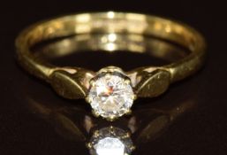 An 18ct gold ring set with a diamond of approximately 0.25ct, 2.1g, size L