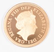 2022 Elizabeth II proof gold full sovereign, in original Royal Mint box with certificate (07021/10,